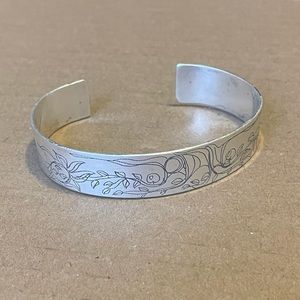Etched Silver Cuff Bracelet